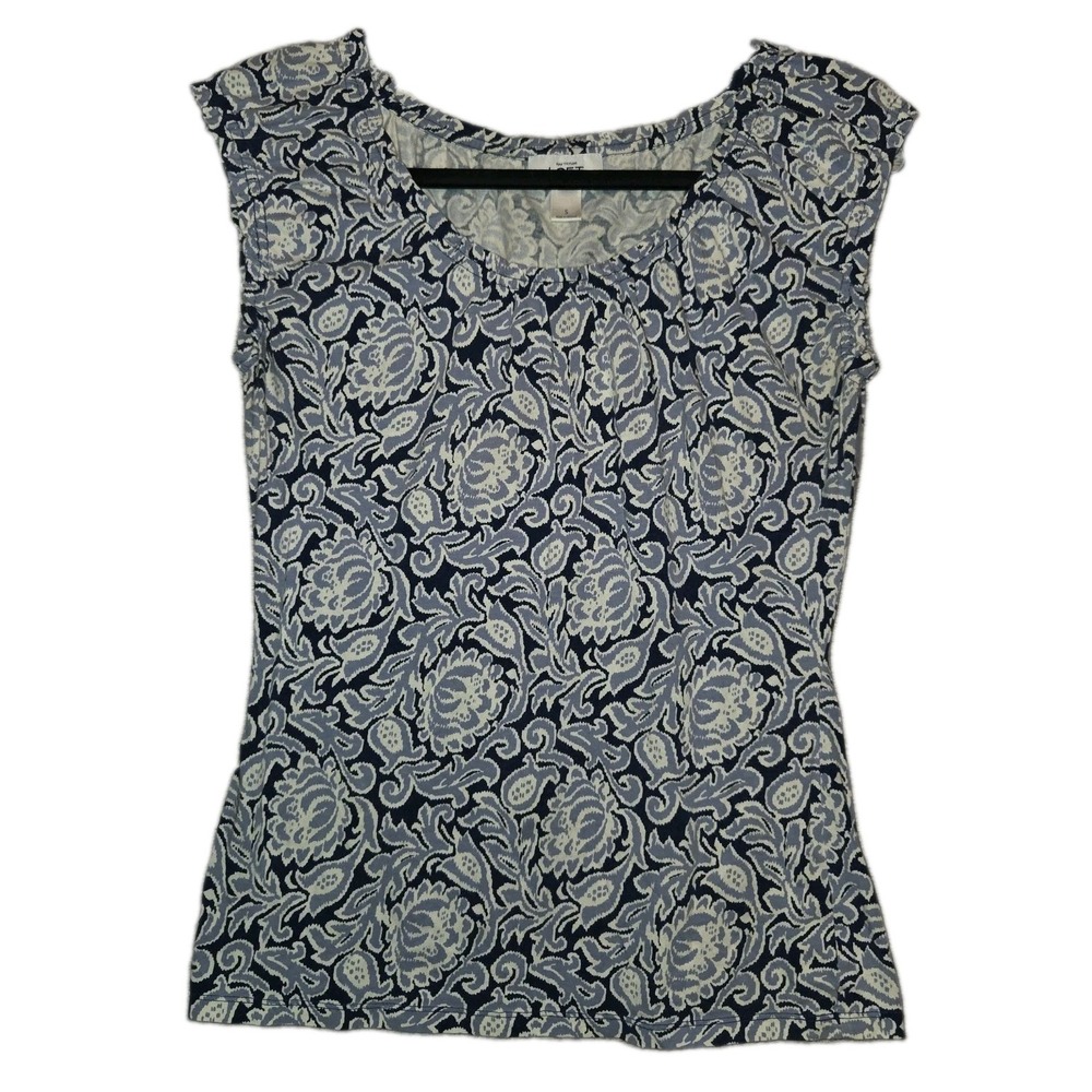 Ann Taylor LOFT Paisley Tank Blouse Women's Small Sleeveless Top Pleated Neck